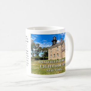 Café Taza con la imagen del faro de Old Field Point Lig