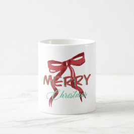 Café Taza con lazo rojo de Feliz Navidad