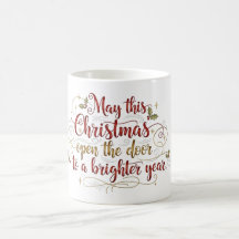 Taza con letra de saludo de Navidad elegante