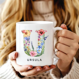 Café Taza con letra floral personalizada regalo de cump