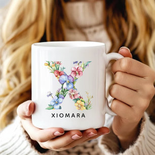 Café Taza con letra floral personalizada, regalo de gra