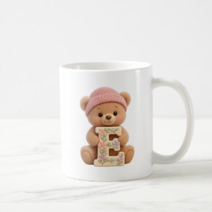 Café Taza Con Letra Inicial E De Osito De Peluche Para