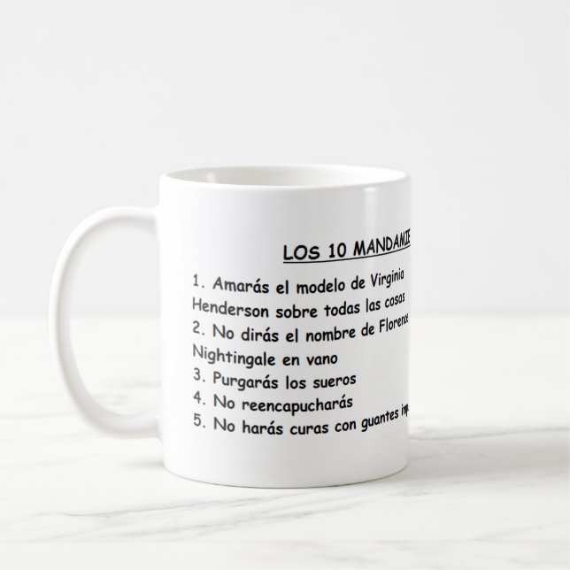 Café Taza con Mandamientos de la enfermería (Izquierda)
