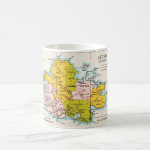 Café Taza con Mapa Antiguo Colorido de Antigua
