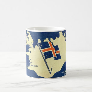 Café Taza con mapa antiguo de Islandia