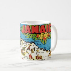 Café Taza con mapa antiguo de Jamaica