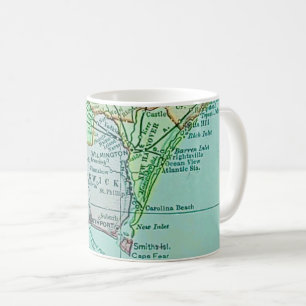 Café Taza con mapa antiguo de la costa de Georgia en po