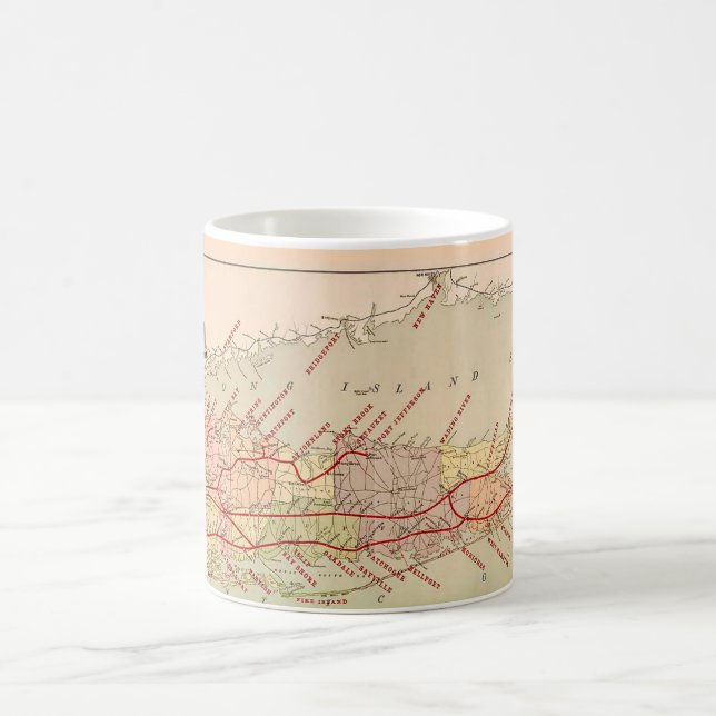 Café Taza con mapa antiguo de Long Island (Centro)