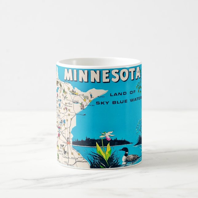 Café Taza con mapa antiguo de Minnesota en postal (Centro)