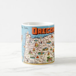 Café Taza con mapa antiguo de Oregon