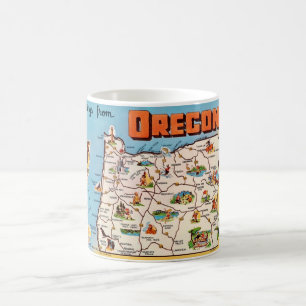 Café Taza con mapa antiguo de Oregon