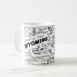 Café Taza con mapa antiguo de Wyoming