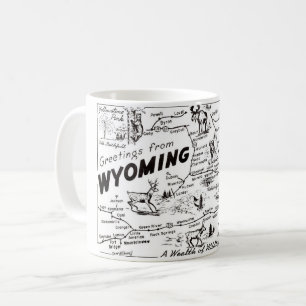 Café Taza con mapa antiguo de Wyoming