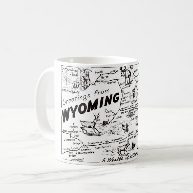 Café Taza con mapa antiguo de Wyoming (Anverso izquierdo)