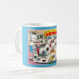 Café Taza con mapa antiguo del estado de Iowa