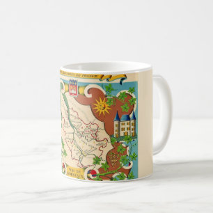 Café Taza con mapa colorido de Burdeos Francia