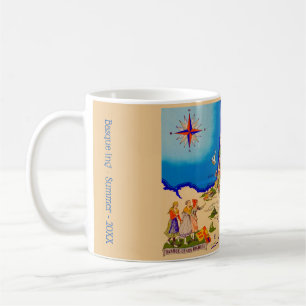 Café Taza con mapa colorido de la región vasca de Españ
