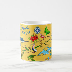 Café Taza con mapa colorido de los Cayos de Florida