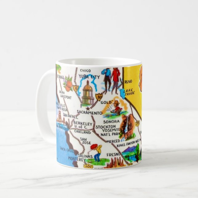 Café Taza con mapa de California del Norte (Anverso izquierdo)