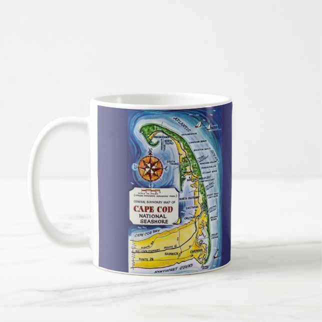 Café Taza con mapa de Cape Cod National Seashore (Izquierda)