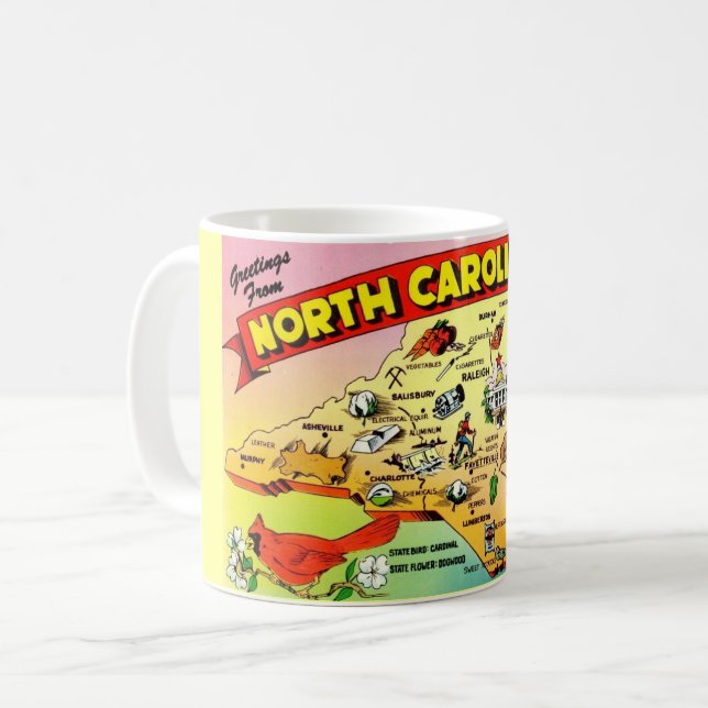 Café Taza con mapa de Carolina del Norte (Anverso izquierdo)