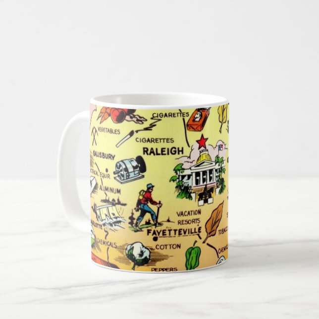 Café Taza con mapa de Carolina del Norte - Raleigh (Anverso izquierdo)