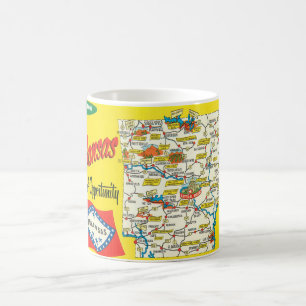 Café Taza con mapa de carretera vintage de Arkansas