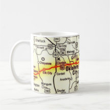 Taza con mapa de carreteras vintage de Oklahoma