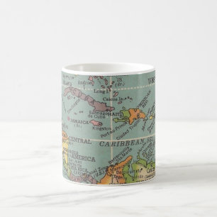 Café Taza con mapa de Centroamérica y el Caribe