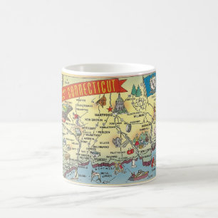 Café Taza con mapa de Connecticut
