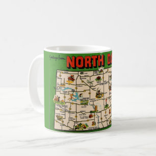 Café Taza con mapa de Dakota del Norte