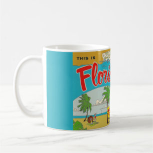Café Taza con mapa de Florida en postal ilustrada