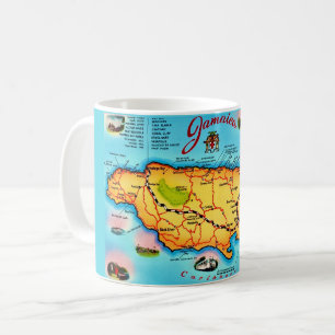 Café Taza con mapa de Jamaica en postal