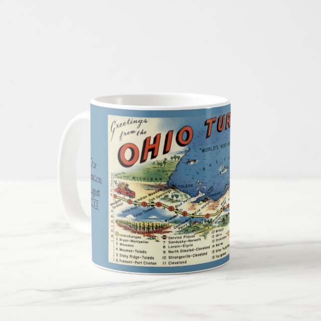 Café Taza con mapa de la autopista de Ohio (Anverso izquierdo)