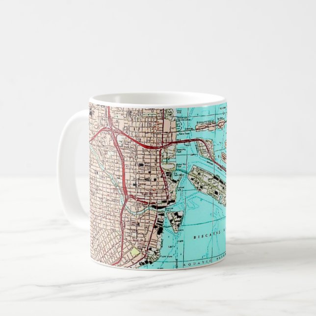 Café Taza con mapa de la bahía Biscayne de Miami (Anverso izquierdo)