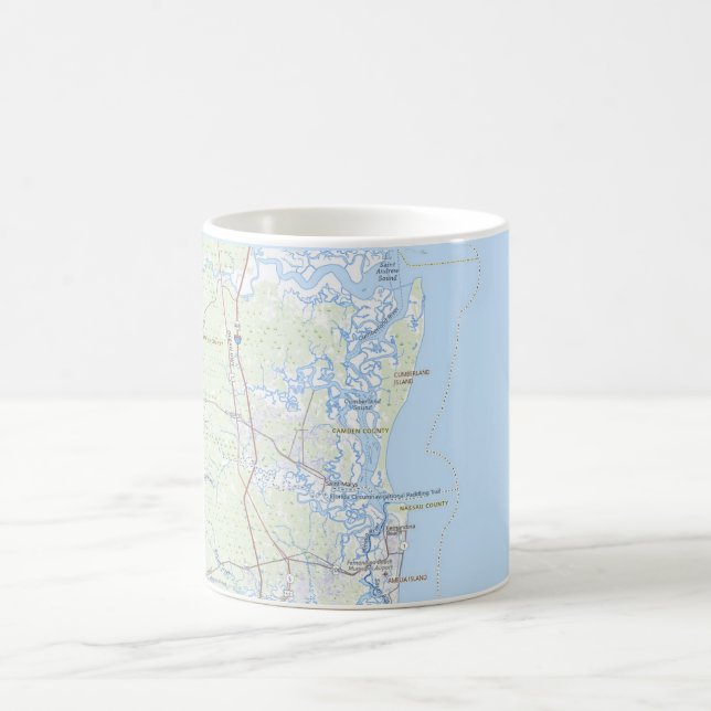 Café Taza con mapa de la costa de la isla de Cumberland (Centro)