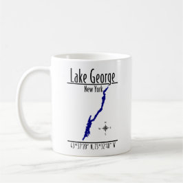 Café Taza con mapa de la costa del lago George, Nueva Y