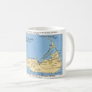 Café Taza con mapa de la isla Nantucket