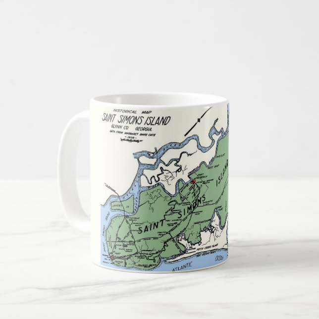 Café Taza con mapa de la isla St Simons (Anverso izquierdo)