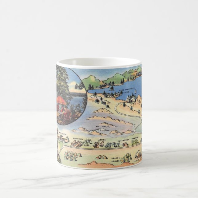 Café Taza con mapa de Lake Arrowhead (Centro)