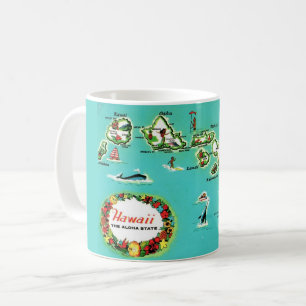 Café Taza con mapa de las Islas Hawaianas