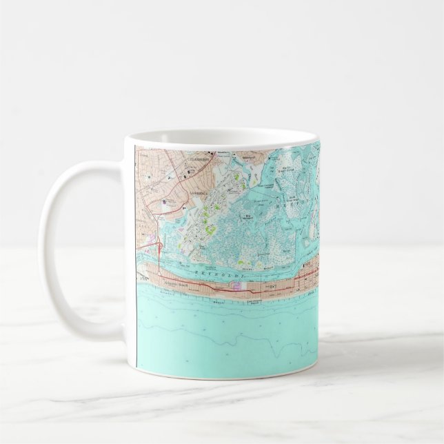 Café Taza con mapa de Long Beach, NY (Izquierda)