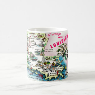 Café Taza con mapa de Louisiana