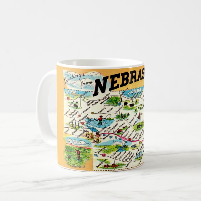 Café Taza con mapa de Nebraska (Anverso izquierdo)