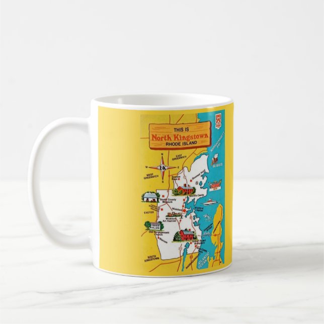 Café Taza con mapa de North Kingston Rhode Island (Izquierda)