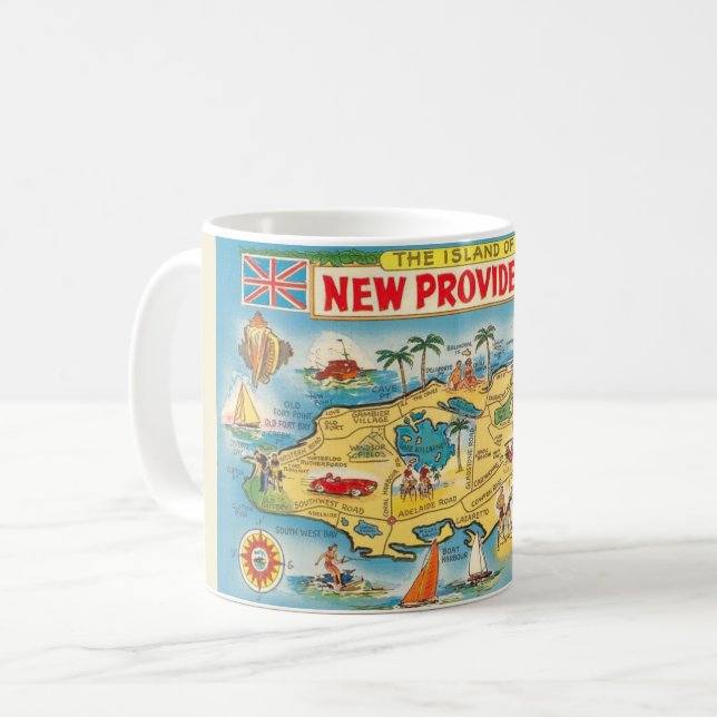 Café Taza con mapa de Nueva Providencia - Nassau (Anverso izquierdo)