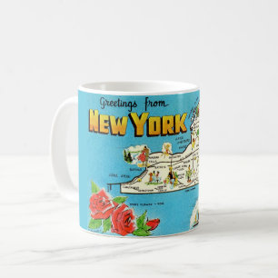 Café Taza con mapa de Nueva York
