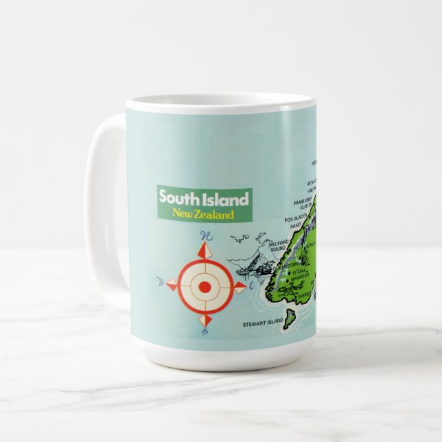 Café Taza con mapa de Nueva Zelanda (Anverso izquierdo)