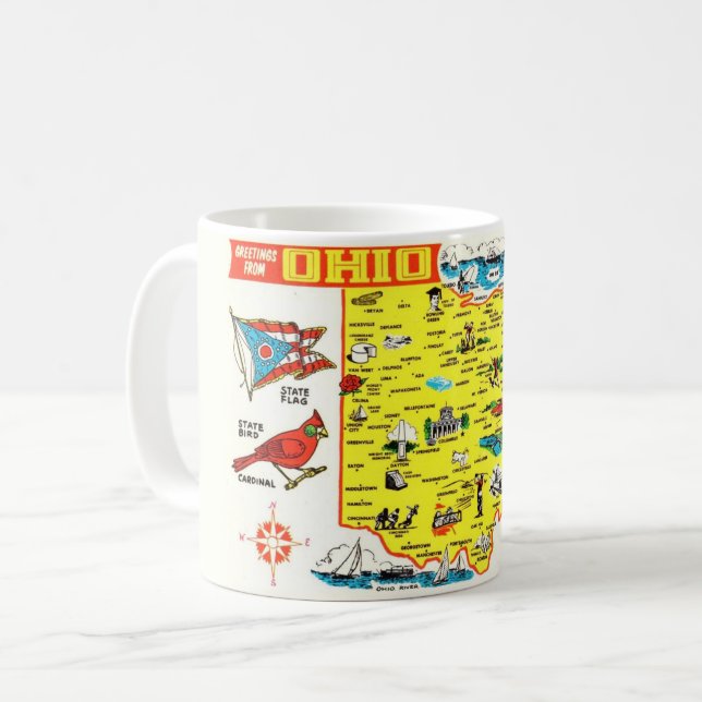 Café Taza con mapa de Ohio (Anverso izquierdo)