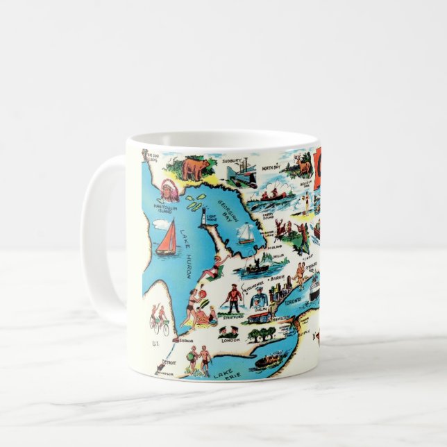 Café Taza con Mapa de Ontario (Anverso izquierdo)